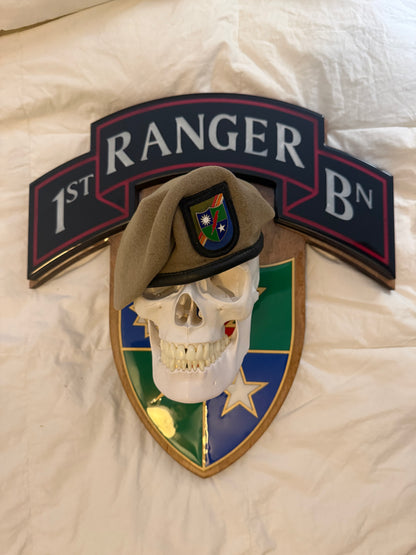 75th Ranger Regiment Scroll with DUI and Skull for your beret