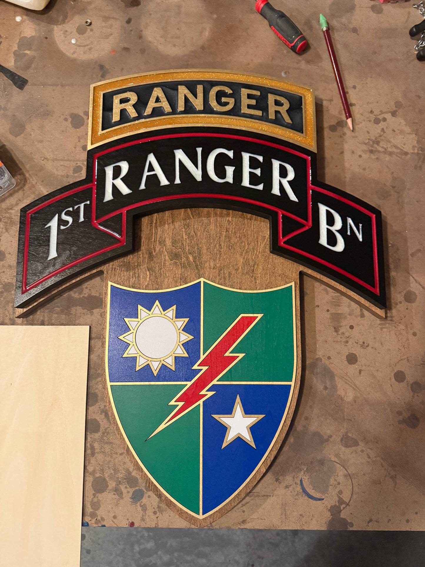 75th Ranger Regiment Scroll with DUI and Skull for your beret